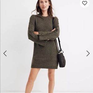 Madewell Donegal Button Sleeve Sweater Dress Green Size XS